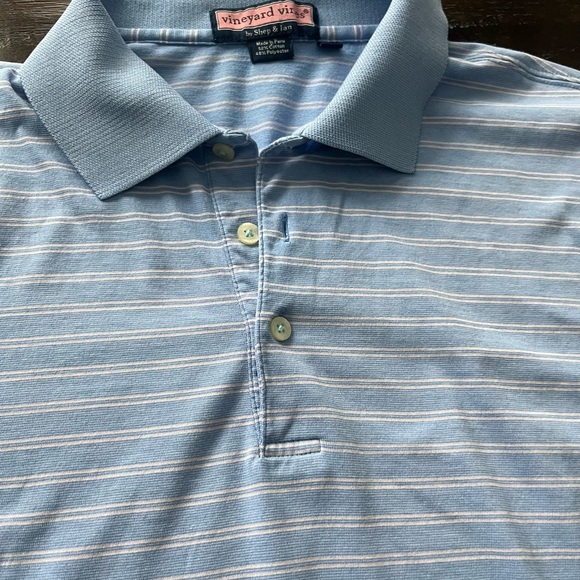 Vineyard vines blue and pink striped golf polo XL ( 2 extremely small flaws ) - Picture 2 of 11